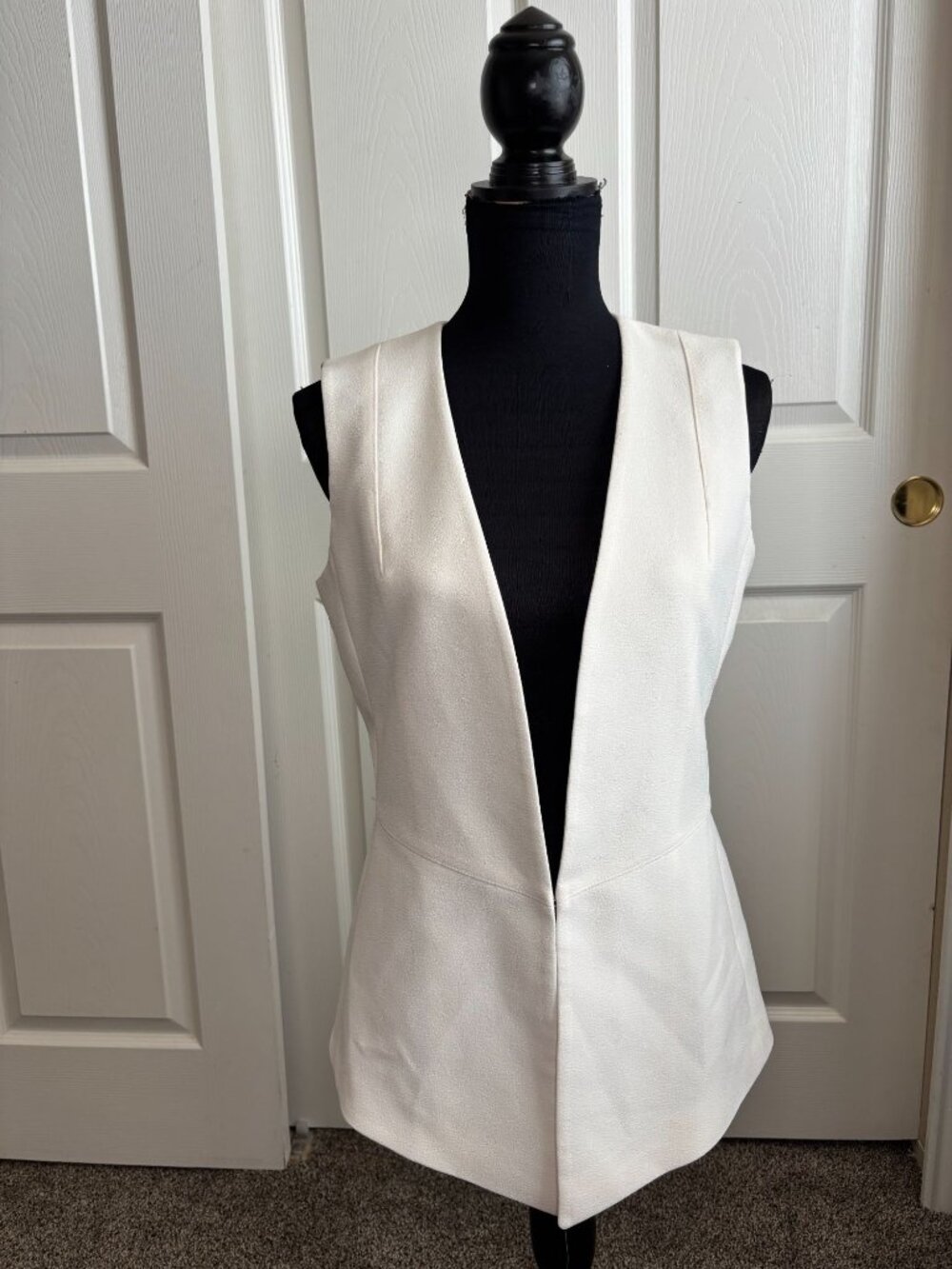 Katherine Kelly Ivory Longline Vest Blazer, Size 4